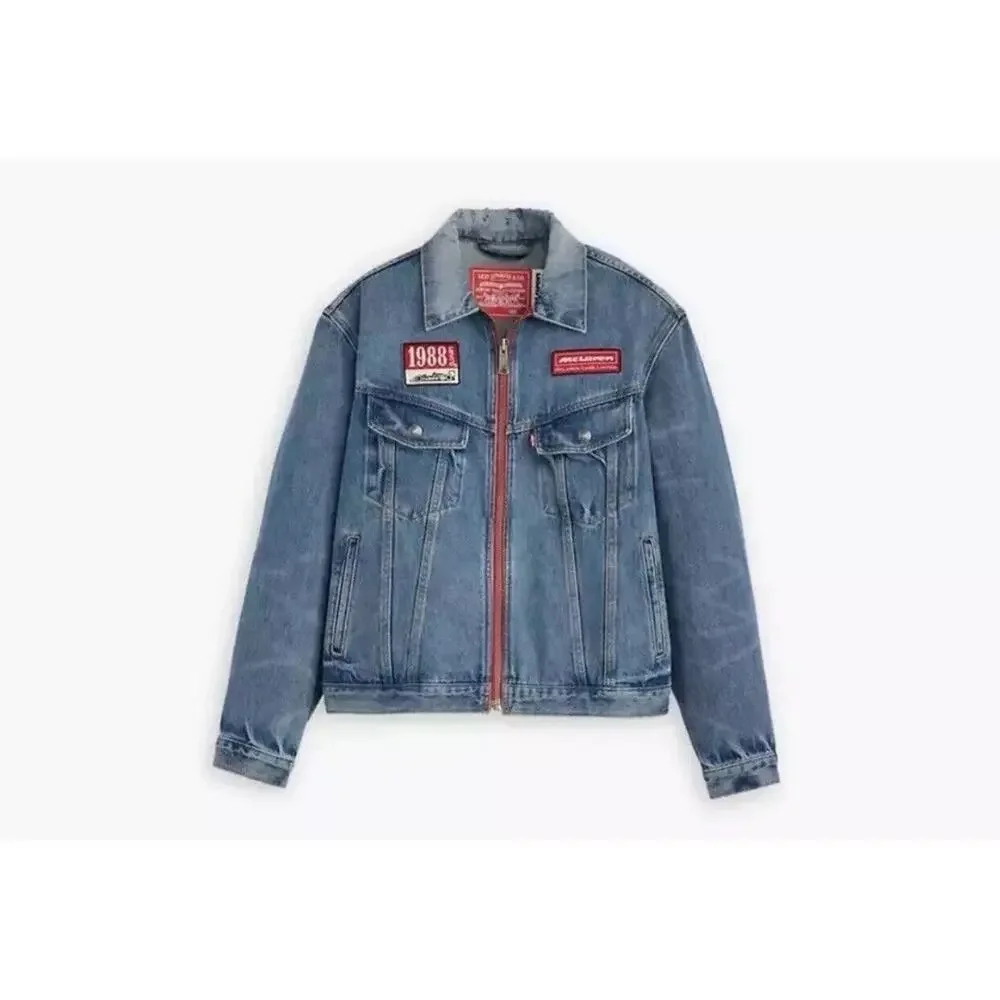 Levi's x Mclaren Denim Jacket Racing “Heritage” Trucker Blue Zip Up Size Small‎ - Picture 7 of 7
